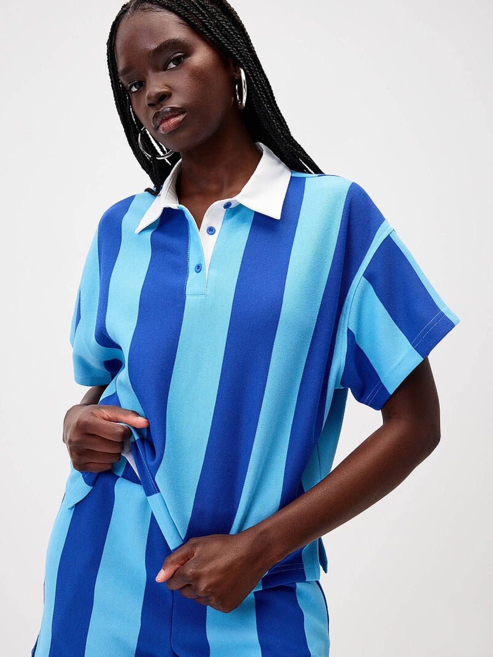 No vacancy  Blue rugby-stripe polo NWT